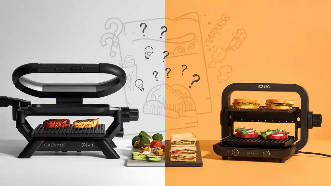 GreenPan Elite 7-in-1 Multi-Function Contact Grill vs ESIUO Challenging Healthy Cooking Myths