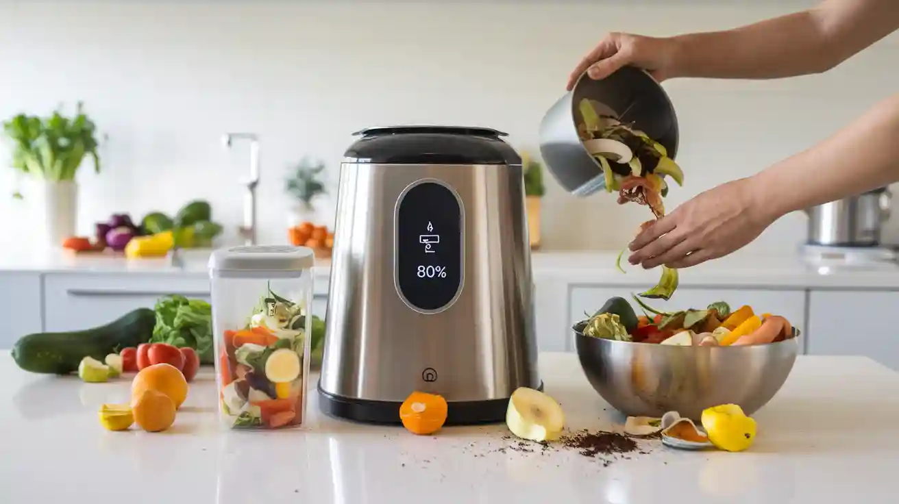 Electric composter for kitchen cuts food waste by 80 percent